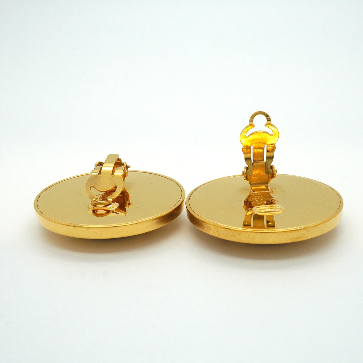 【6jkb0271】シャネル イヤリング ヴィンテージ ココマーク 丸型 サークル GPメッキ ゴールド ブラック【中古】レディース