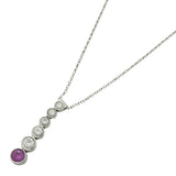 【6jkb0278】ティファニー ネックレス ジャズ/グラジュエイテッド Pt950 プラチナ ダイヤモンド ピンクサファイア【中古】レディース