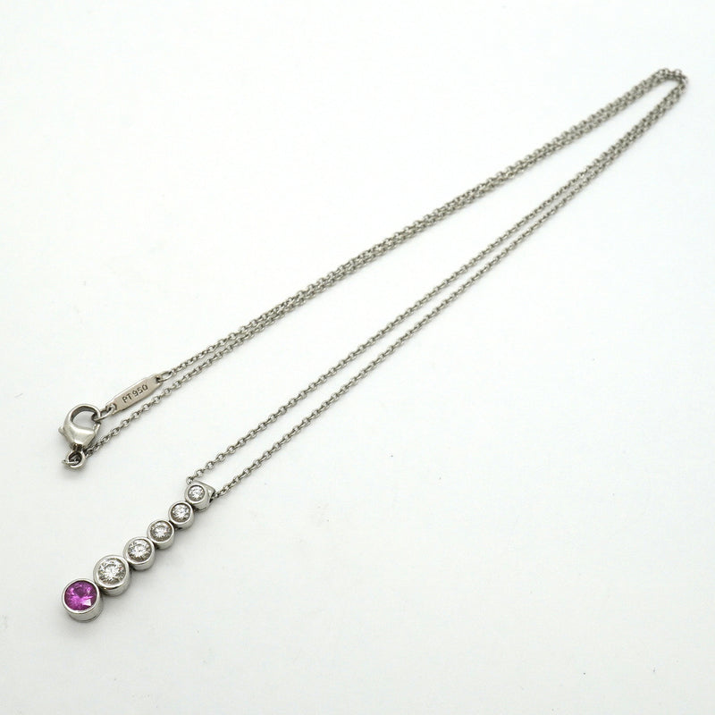 【6jkb0278】ティファニー ネックレス ジャズ/グラジュエイテッド Pt950 プラチナ ダイヤモンド ピンクサファイア【中古】レディース