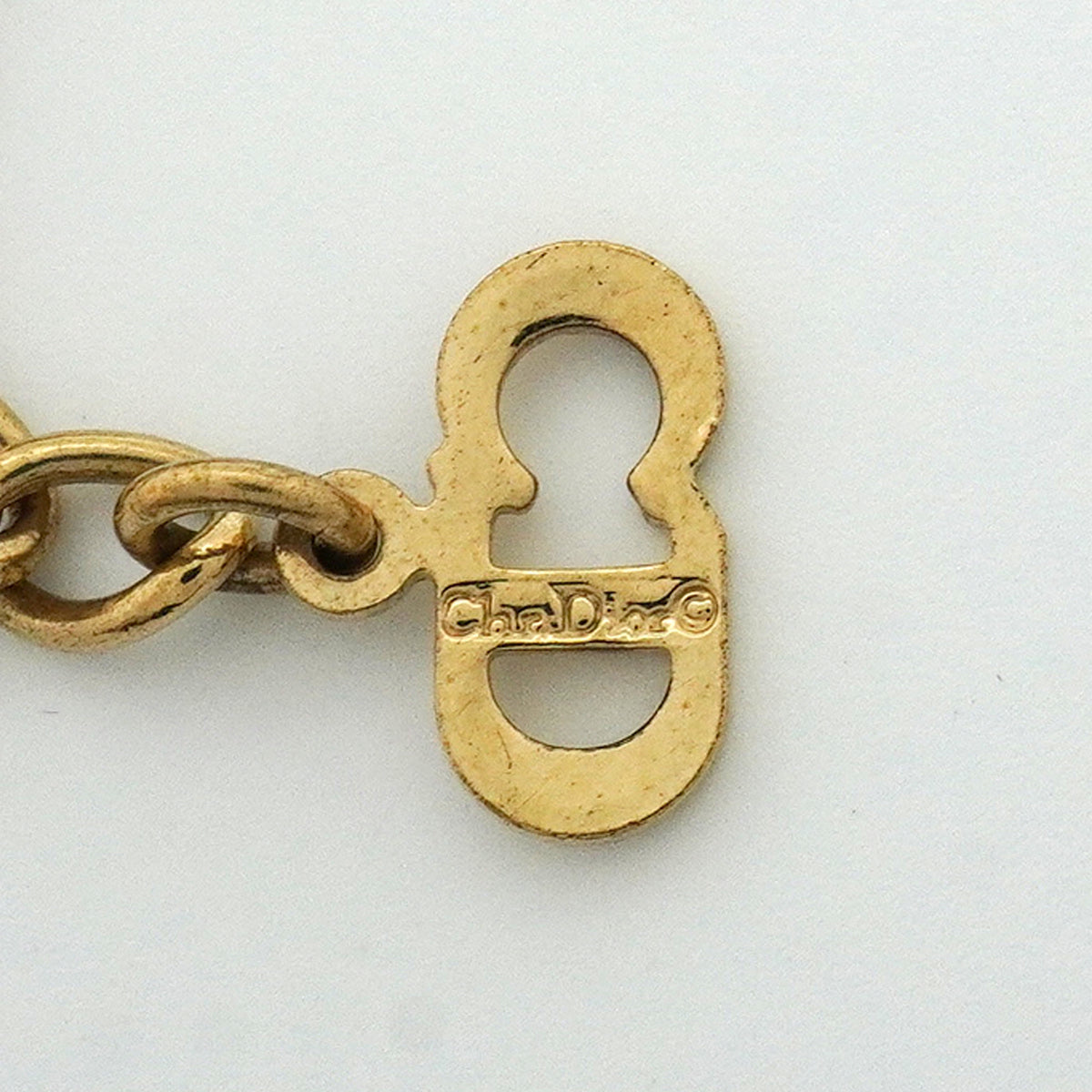 【6jkb0281】クリスチャンディオール ネックレス GPメッキ フェイクパール ラインストーン ゴールド【中古】レディース