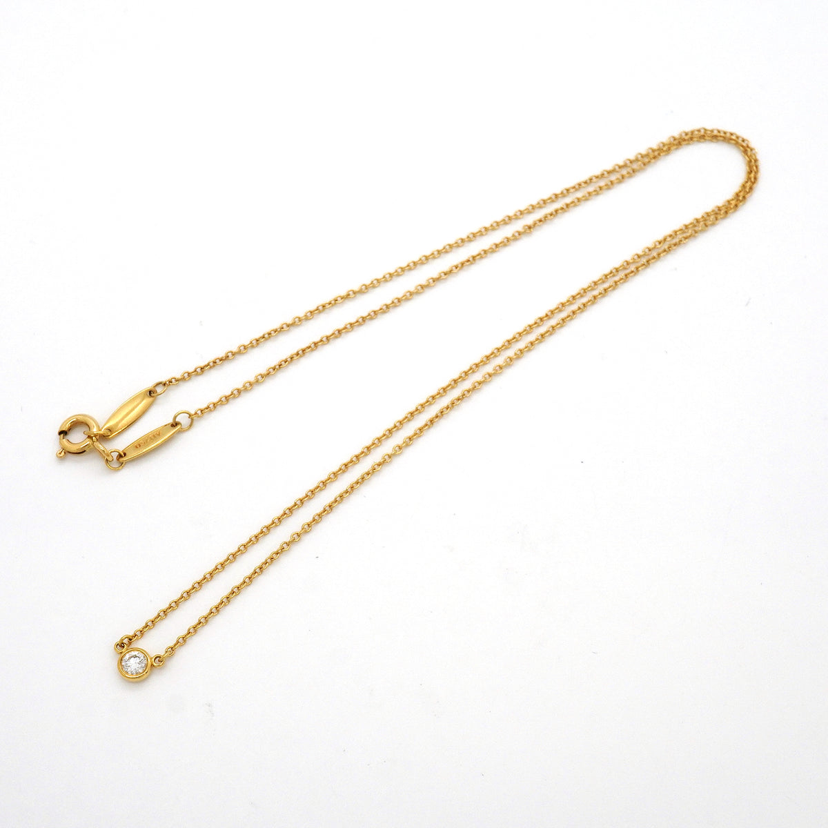 【6jkb0288】ティファニー ネックレス バイザヤード 1PD K18YG イエローゴールド ダイヤモンド【中古】レディース