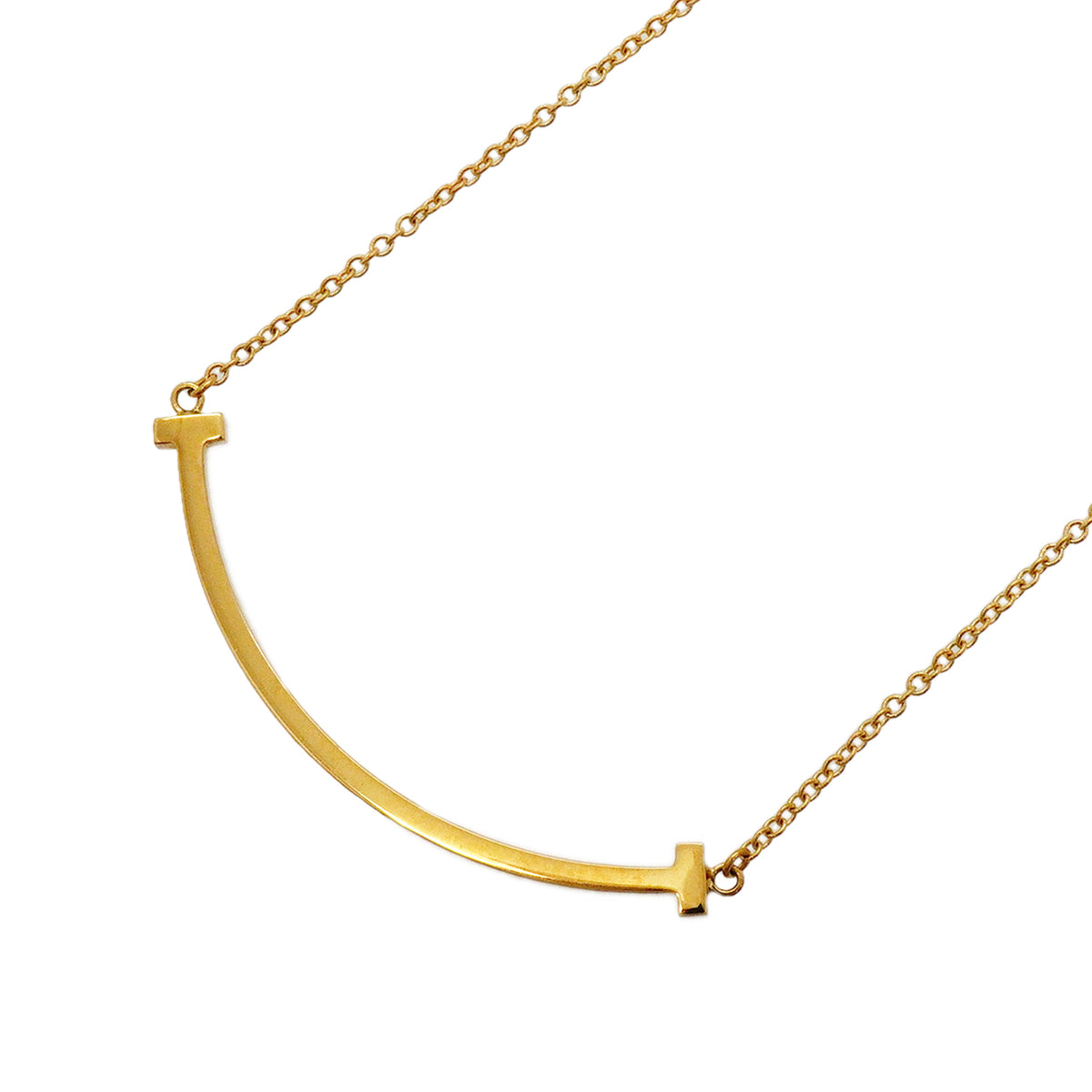 【6jkb0291】ティファニー ネックレス Tスマイル スモール K18YG イエローゴールド【中古】レディース