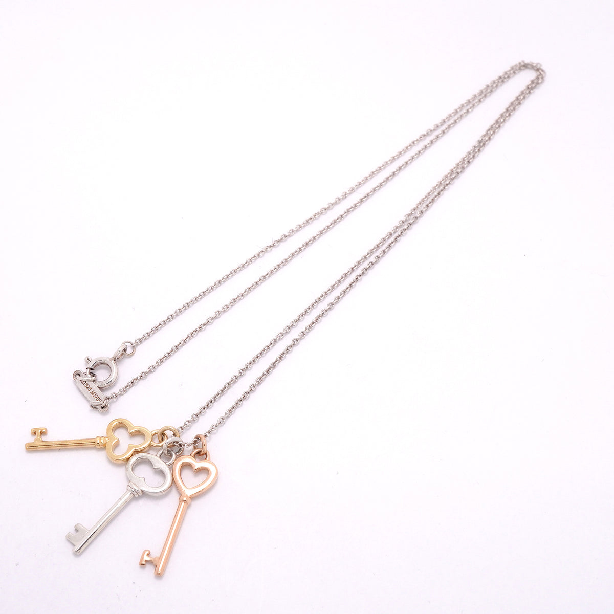 【6jkb0300】ティファニー ネックレス トリプルキー K18YG イエローゴールド K18PG ピンクゴールド シルバー925【中古】レディース