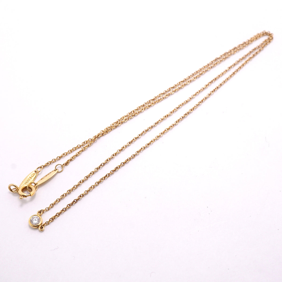 【6jkb0301】ティファニー ネックレス バイザヤード 1PD K18YG イエローゴールド ダイヤモンド【中古】レディース