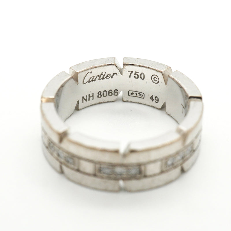 【6jkb0308】カルティエ リング タンクフランセーズ K18WG ホワイトゴールド ダイヤモンド ＃49【中古】レディース