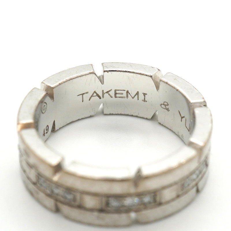 【6jkb0308】カルティエ リング タンクフランセーズ K18WG ホワイトゴールド ダイヤモンド ＃49【中古】レディース
