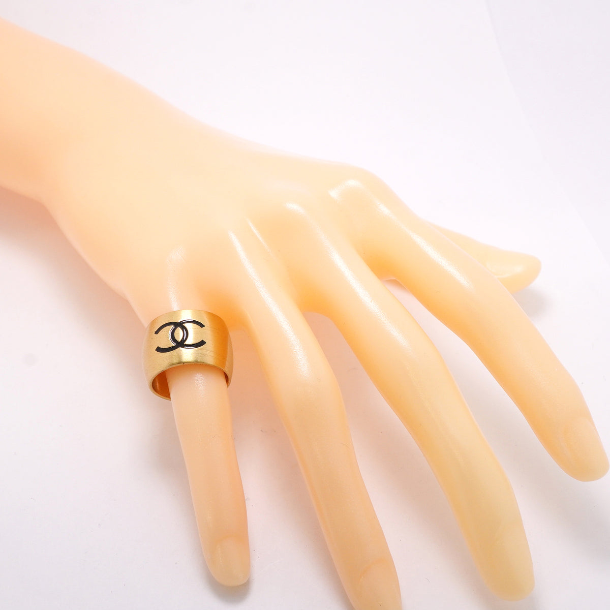 【6jkb0326】シャネル リング ココマーク リバーシブル/ハート GPメッキ ゴールド ブラック 14号【中古】レディース