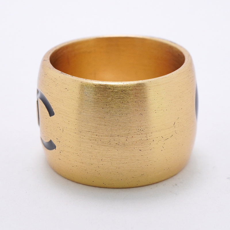 【6jkb0326】シャネル リング ココマーク リバーシブル/ハート GPメッキ ゴールド ブラック 14号【中古】レディース