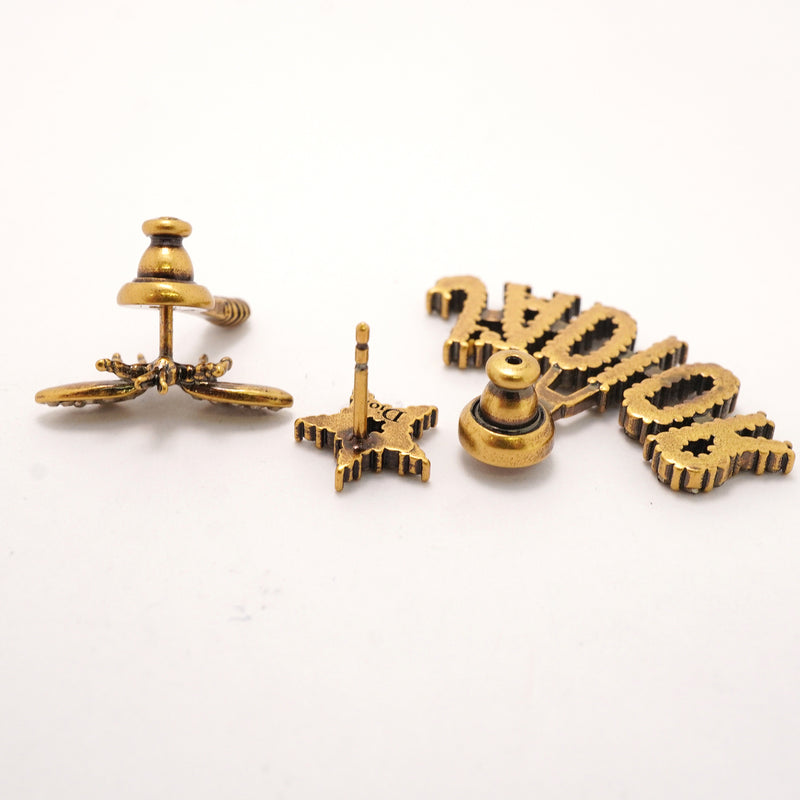 【6jkb0343】クリスチャンディオール ピアス 星形 スター ビーモチーフ GPメッキ ラインストーン ゴールド【中古】レディース
