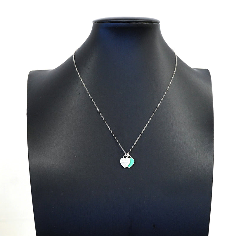 【6jkb0363】ティファニー ネックレス ダブルリターントゥハート シルバー925 ブルー【中古】レディース