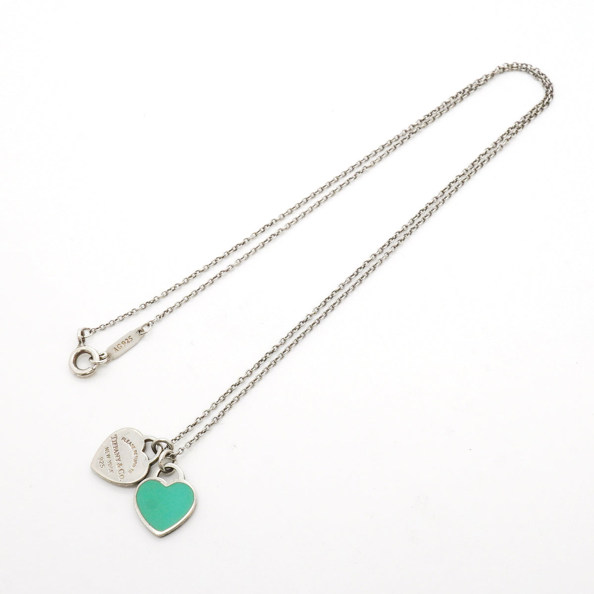 【6jkb0363】ティファニー ネックレス ダブルリターントゥハート シルバー925 ブルー【中古】レディース