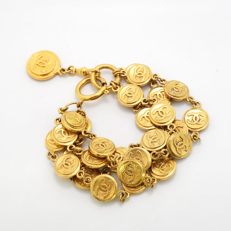 【6jkb0375】シャネル ブレスレット ヴィンテージ ココマーク コインモチーフ GPメッキ ゴールド【中古】レディース