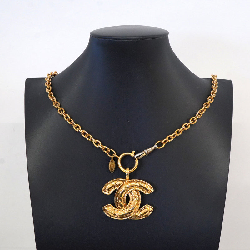 【6jkb0378】シャネル ネックレス ヴィンテージ ココマーク マトラッセ GPメッキ ゴールド【中古】レディース