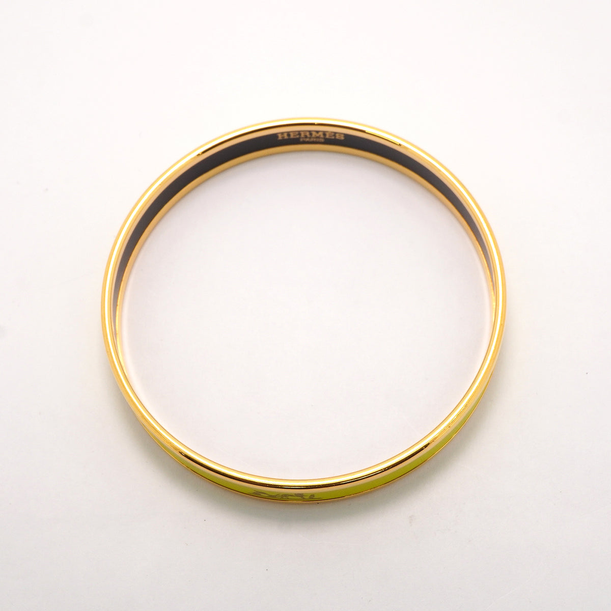 【6jkb0381】エルメス バングル エマイユPM GPメッキ 七宝焼き ゴールド グリーン【中古】レディース