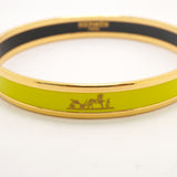 【6jkb0381】エルメス バングル エマイユPM GPメッキ 七宝焼き ゴールド グリーン【中古】レディース