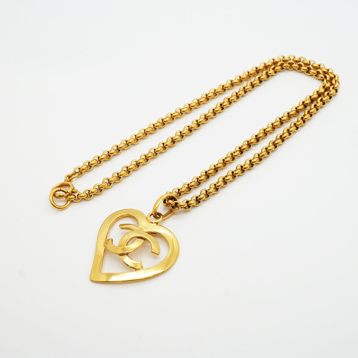 【6jkb0383】シャネル ネックレス ヴィンテージ ココマーク ハートモチーフ GPメッキ ゴールド【中古】レディース