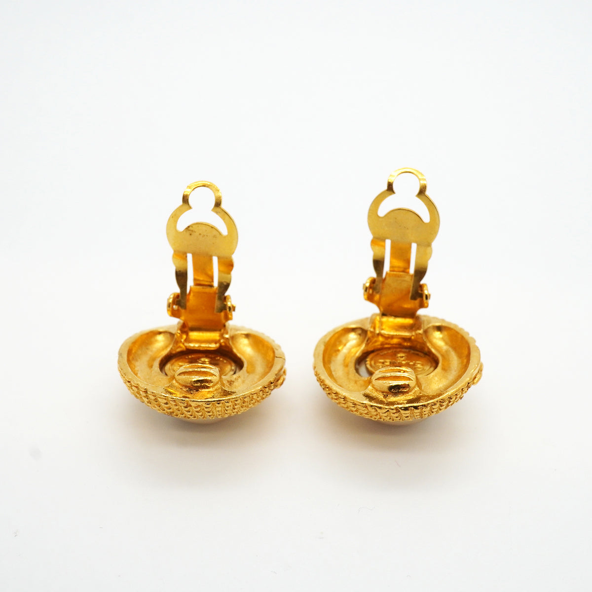 【6jkb0385】シャネル イヤリング ヴィンテージ ココマーク 丸型 サークル GPメッキ フェイクパール ゴールド【中古】レディース