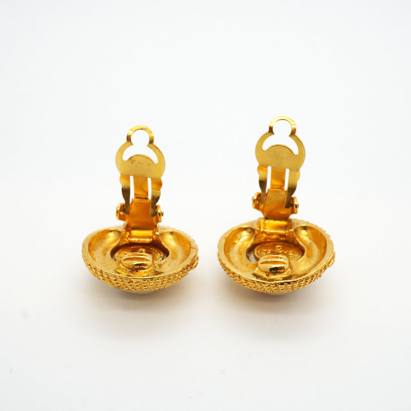 【6jkb0385】シャネル イヤリング ヴィンテージ ココマーク 丸型 サークル GPメッキ フェイクパール ゴールド【中古】レディース