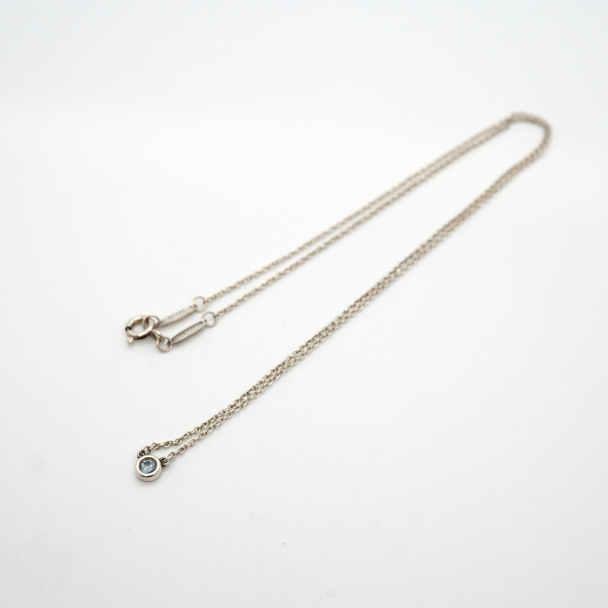 【6jkb0415】ティファニー ネックレス バイザヤード シルバー925 アクアマリン ブルー【中古】レディース