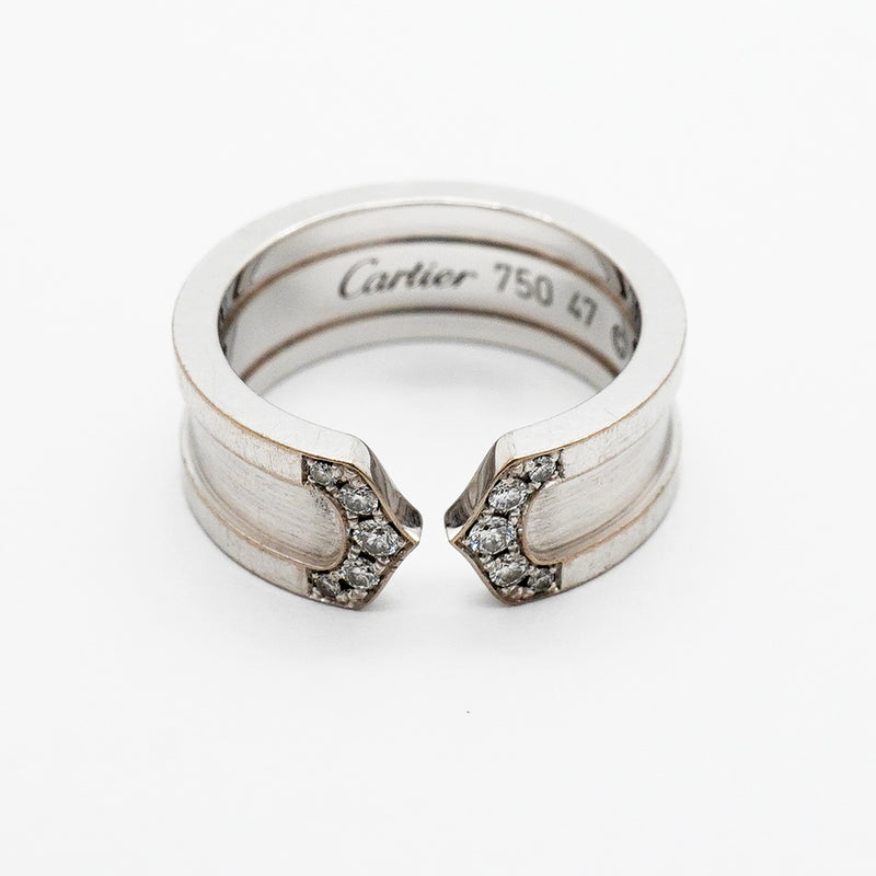 【6jkb0417】カルティエ リング C2 K18WG ホワイトゴールド ダイヤモンド ＃47【中古】レディース