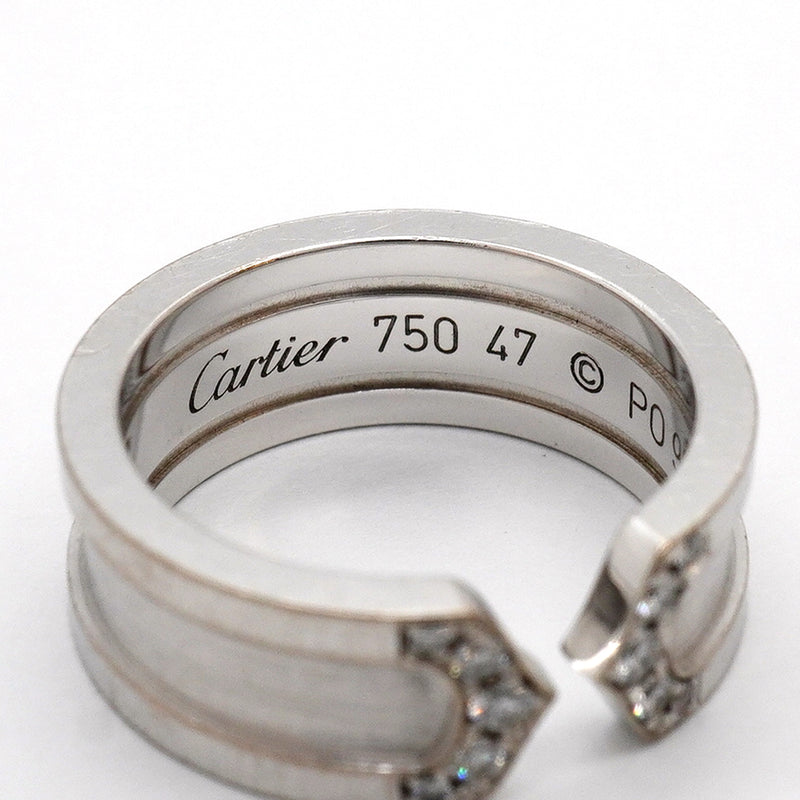 【6jkb0417】カルティエ リング C2 K18WG ホワイトゴールド ダイヤモンド ＃47【中古】レディース