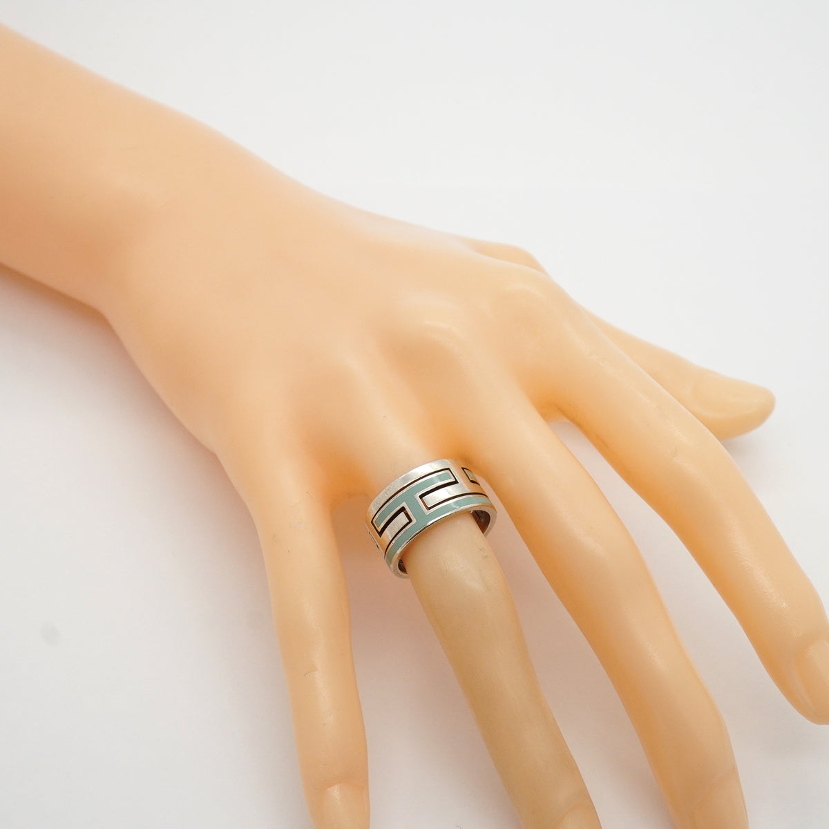 【6jkb0419】エルメス リング ムーブアッシュ シルバー925 ブルー ＃52【中古】レディース