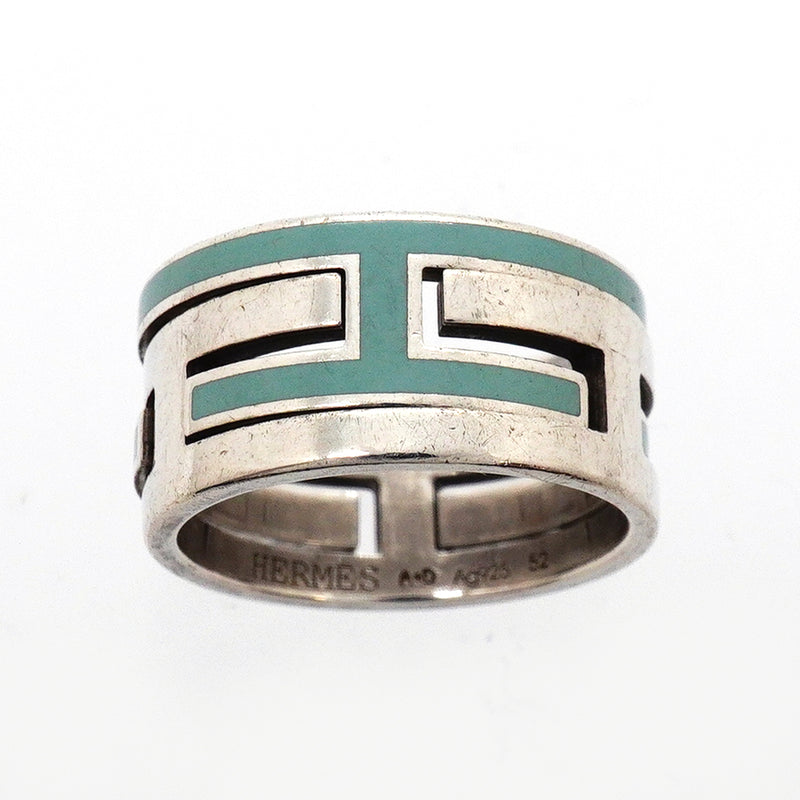 【6jkb0419】エルメス リング ムーブアッシュ シルバー925 ブルー ＃52【中古】レディース