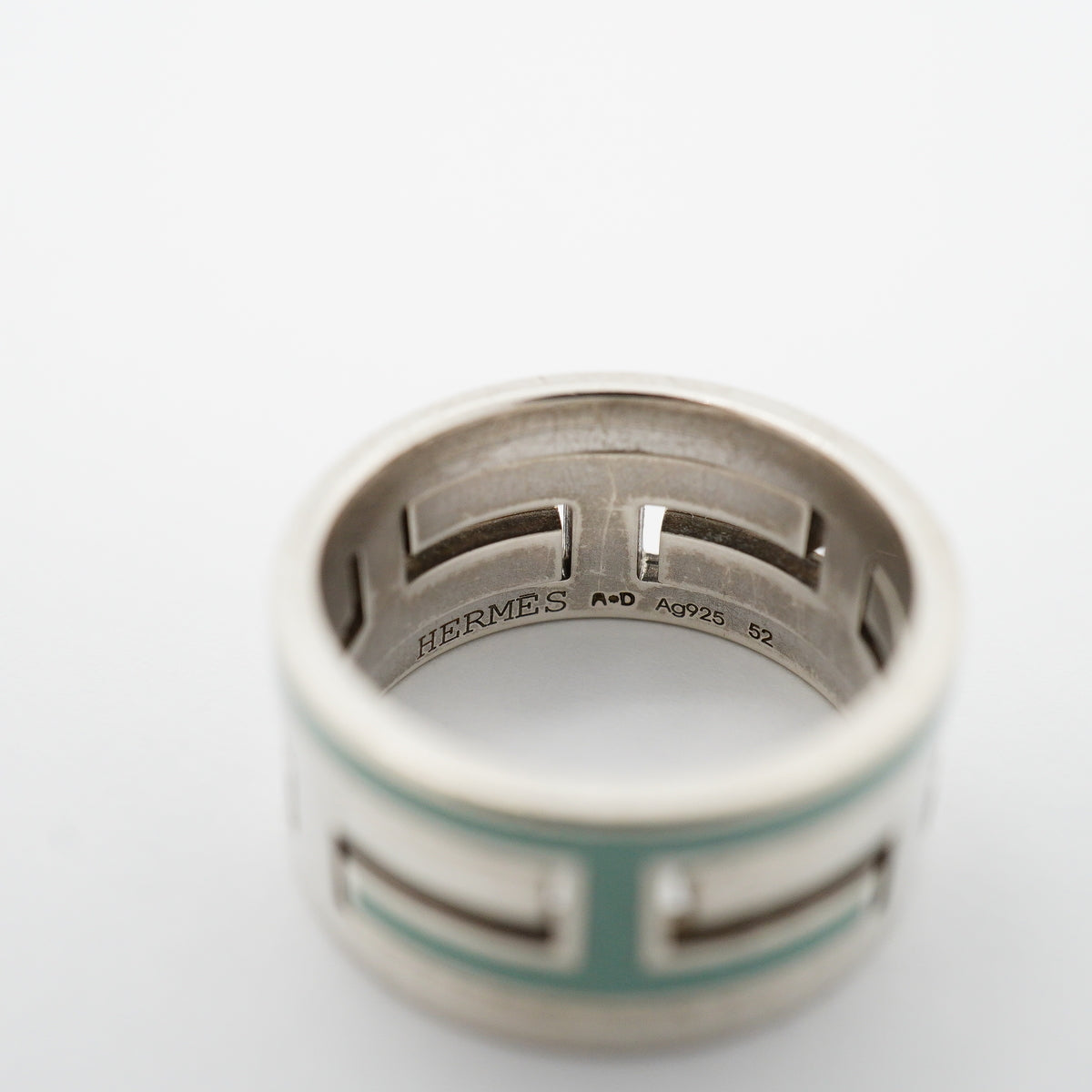 【6jkb0419】エルメス リング ムーブアッシュ シルバー925 ブルー ＃52【中古】レディース