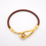 【6jkb0424】エルメス ブレスレット ジャンボフック GPメッキ レザー ゴールド【中古】レディース