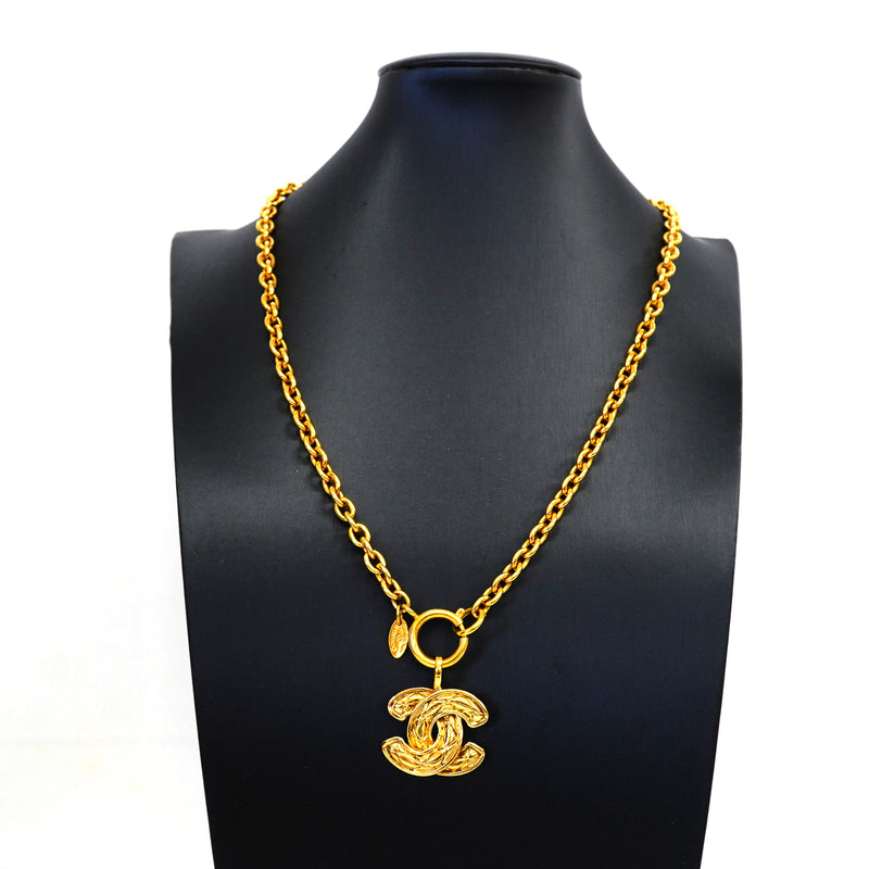 【6jkb0434】シャネル ネックレス ヴィンテージ ココマーク マトラッセ GPメッキ ゴールド【中古】レディース