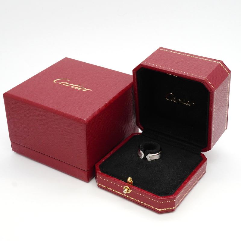 【6jkb0450】カルティエ リング C2 K18WG ホワイトゴールド ダイヤモンド ＃51【中古】レディース