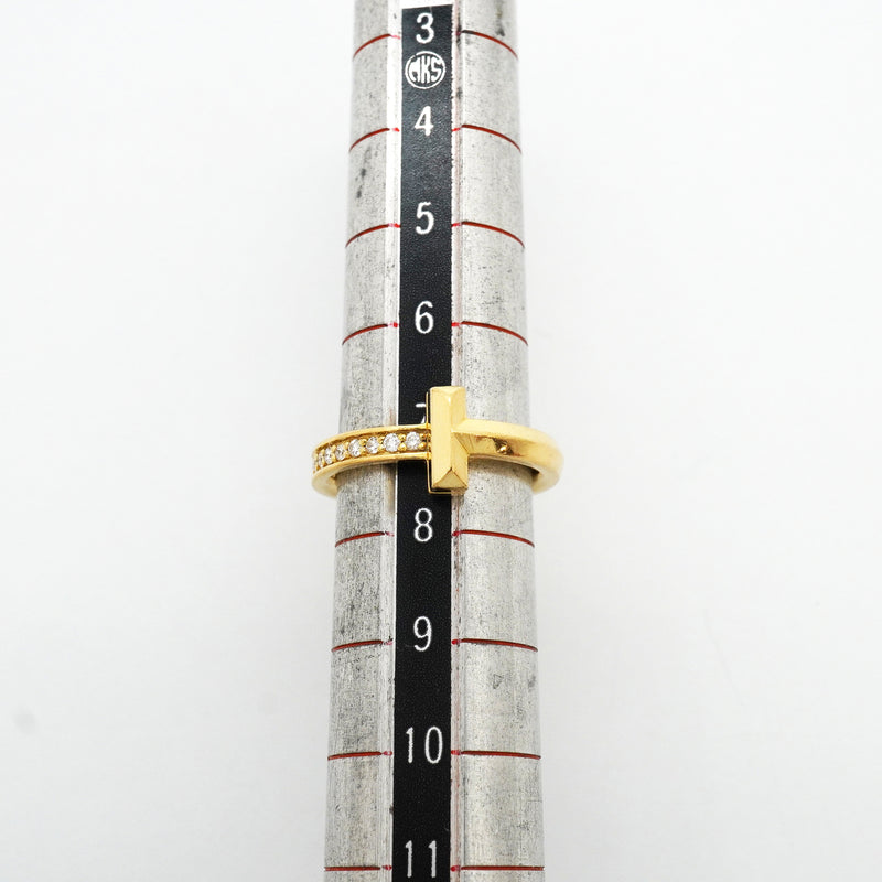 【6jkb0451】ティファニー リング Tワン K18YG イエローゴールド ダイヤモンド 7号【中古】レディース