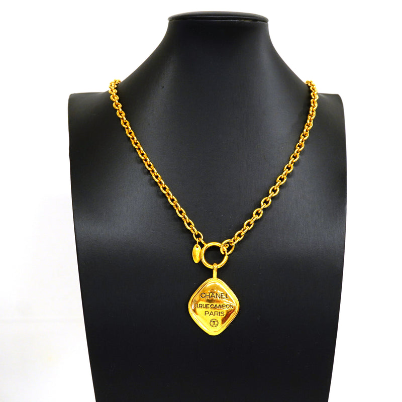 【6jkb0455】シャネル ネックレス ヴィンテージ ココマーク シャネルロゴ 菱形 GPメッキ ゴールド【中古】レディース