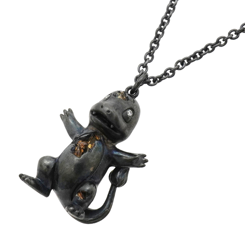 【6jkb0464】ティファニー ネックレス ポケモンコラボ/ヒトカゲ シルバー925 ダイヤモンド ブラック【中古】レディース