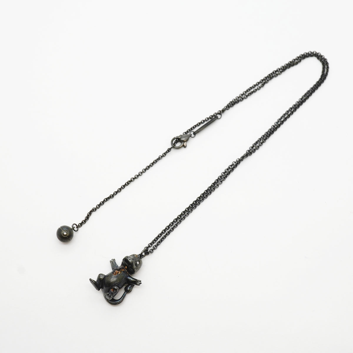 【6jkb0464】ティファニー ネックレス ポケモンコラボ/ヒトカゲ シルバー925 ダイヤモンド ブラック【中古】レディース