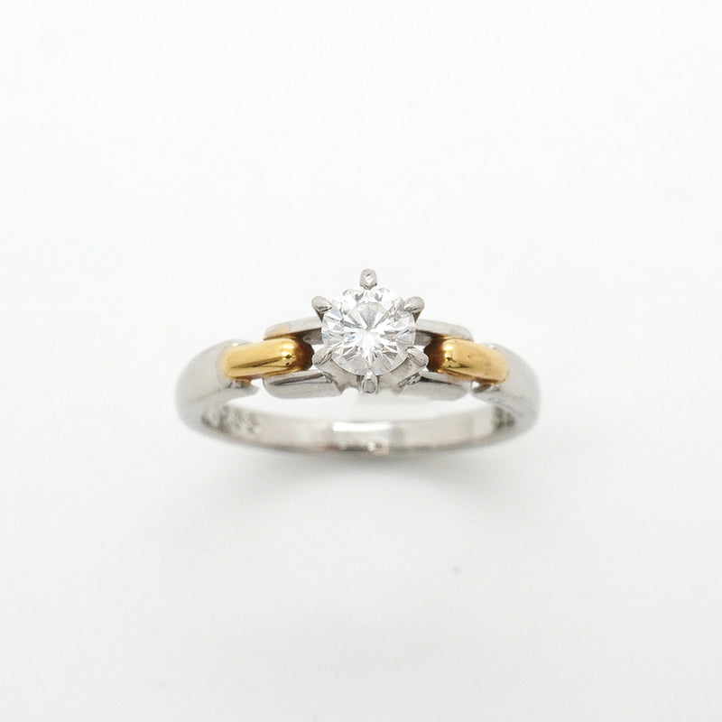 【6jkb0472】クリスチャンディオール リング 1PD K18YG イエローゴールド Pt950 プラチナ ダイヤモンド/0.266ct 7.5号【中古】レディース