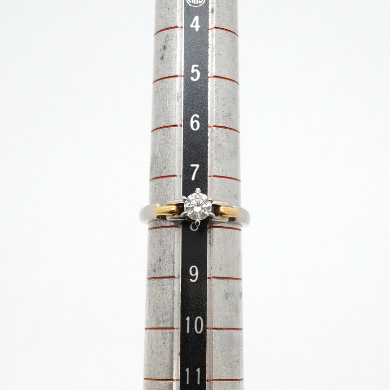 【6jkb0472】クリスチャンディオール リング 1PD K18YG イエローゴールド Pt950 プラチナ ダイヤモンド/0.266ct 7.5号【中古】レディース