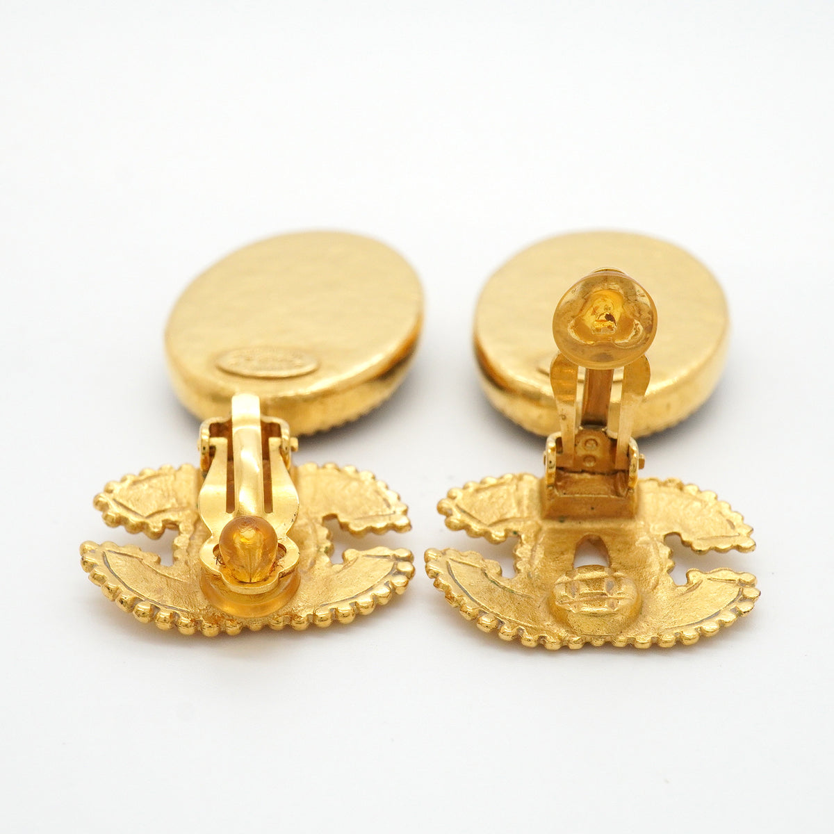【6jkb0480】シャネル イヤリング ココマーク GPメッキ グリポア ゴールド ブラック【中古】レディース