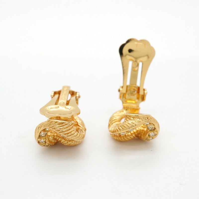 【6jkb0488】クリスチャンディオール イヤリング GPメッキ ラインストーン ゴールド【中古】レディース