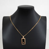 【6jkb0489】クリスチャンディオール ネックレス ディオールロゴ プレート スクエア GPメッキ ゴールド ブラック【中古】レディース