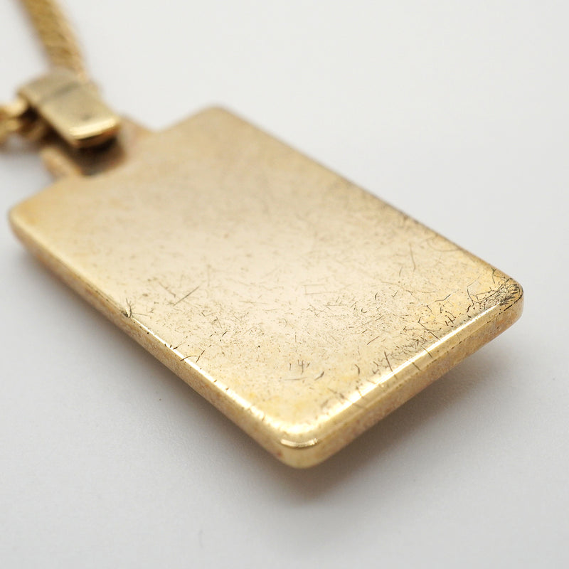【6jkb0489】クリスチャンディオール ネックレス ディオールロゴ プレート スクエア GPメッキ ゴールド ブラック【中古】レディース