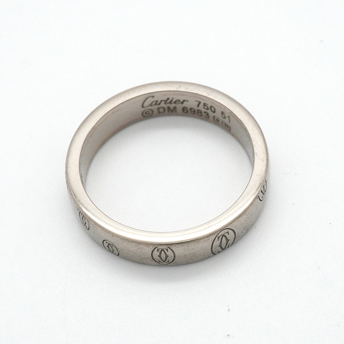 【6jkb0493】カルティエ リング ハッピーバースデー K18WG ホワイトゴールド ＃51【中古】レディース
