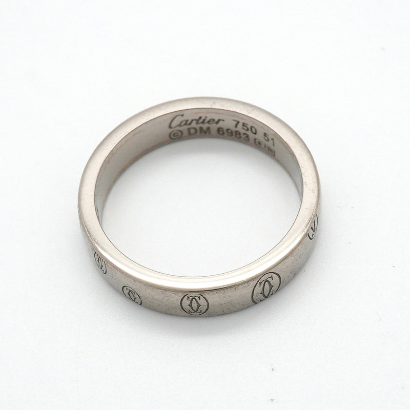 【6jkb0493】カルティエ リング ハッピーバースデー K18WG ホワイトゴールド ＃51【中古】レディース