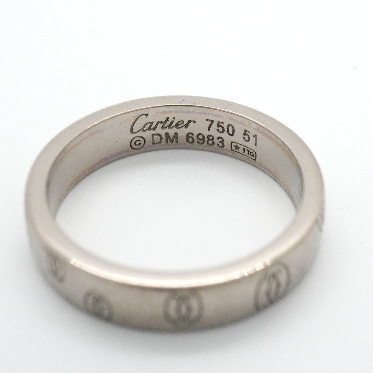 【6jkb0493】カルティエ リング ハッピーバースデー K18WG ホワイトゴールド ＃51【中古】レディース