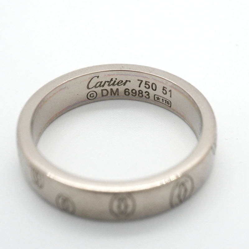 【6jkb0493】カルティエ リング ハッピーバースデー K18WG ホワイトゴールド ＃51【中古】レディース