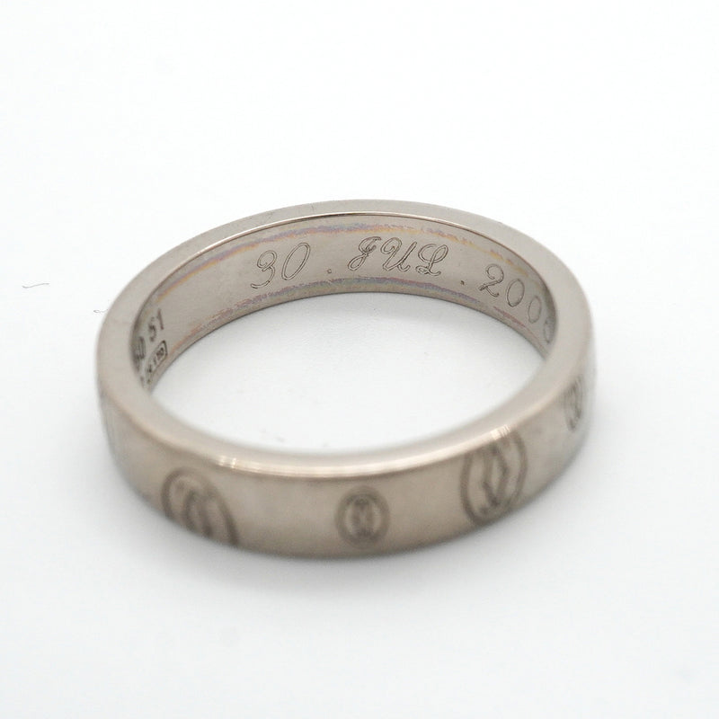 【6jkb0493】カルティエ リング ハッピーバースデー K18WG ホワイトゴールド ＃51【中古】レディース