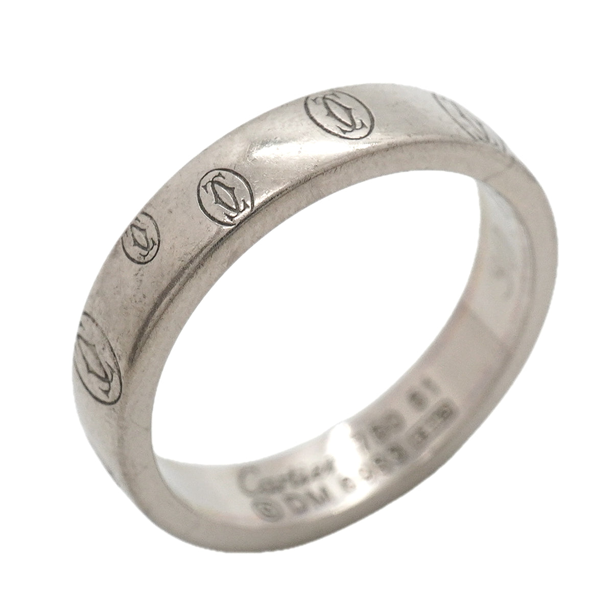 【6jkb0493】カルティエ リング ハッピーバースデー K18WG ホワイトゴールド ＃51【中古】レディース