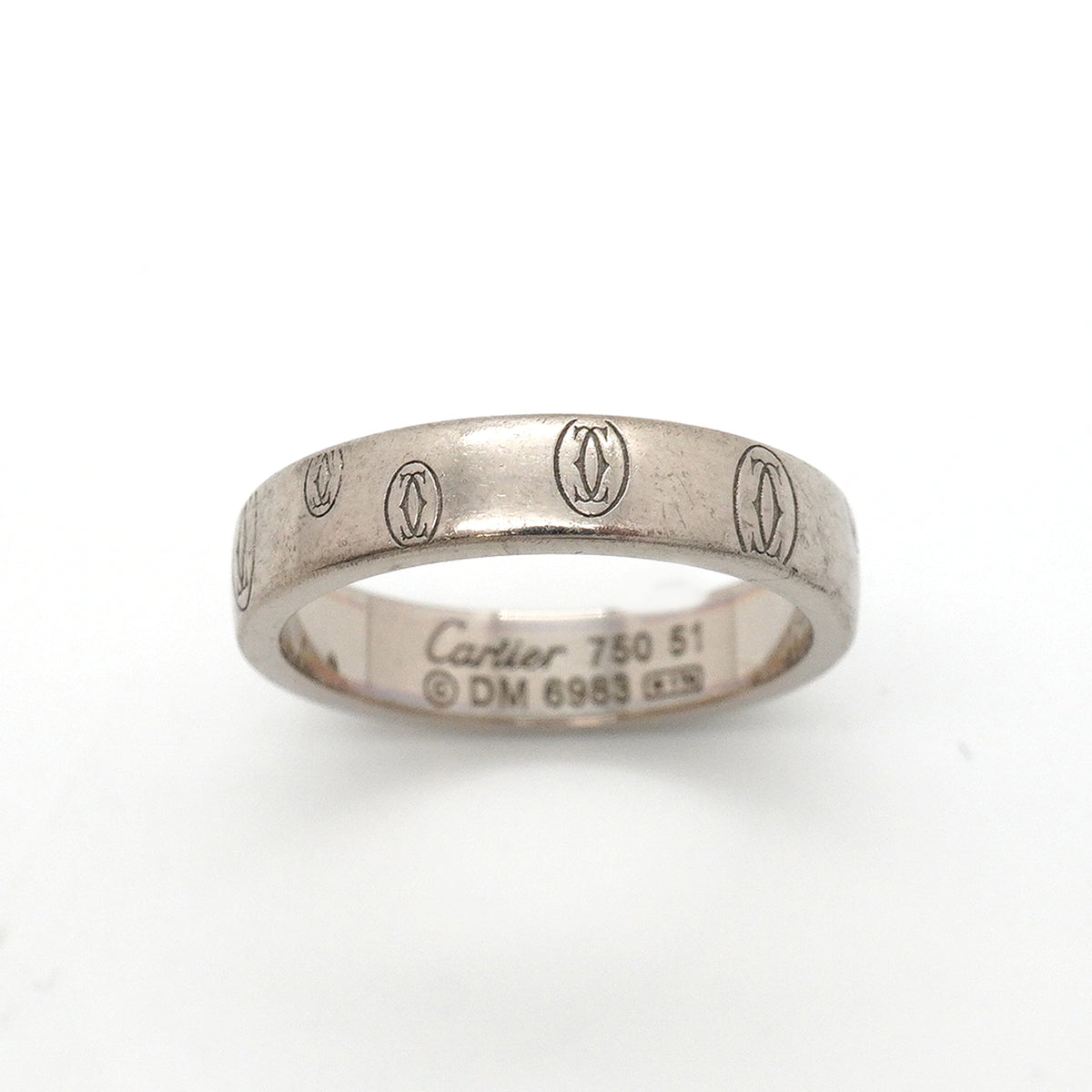 【6jkb0493】カルティエ リング ハッピーバースデー K18WG ホワイトゴールド ＃51【中古】レディース