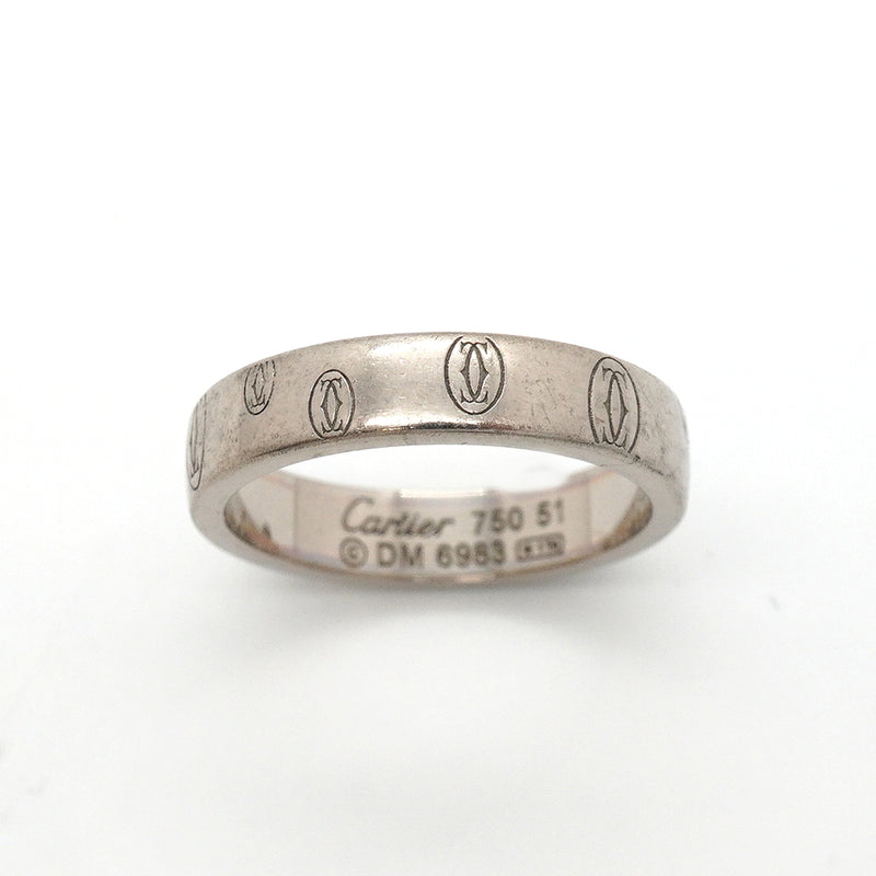 【6jkb0493】カルティエ リング ハッピーバースデー K18WG ホワイトゴールド ＃51【中古】レディース