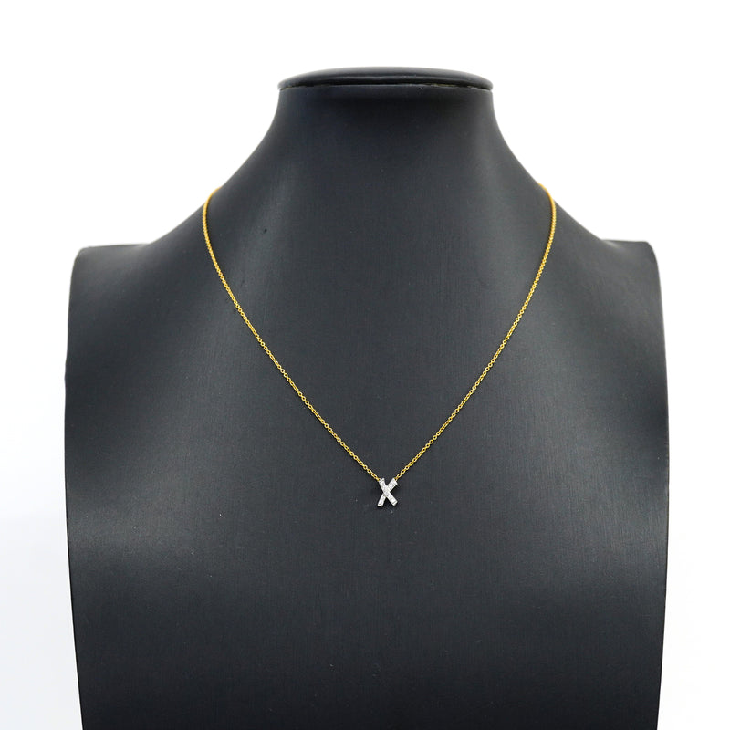 【6jkb0499】ティファニー ネックレス キス パヴェ K18YG イエローゴールド Pt950 プラチナ ダイヤモンド【中古】レディース